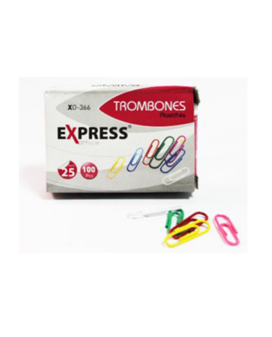 10 Boites de 100 trombones plastifiés 25 mm EXPRESS